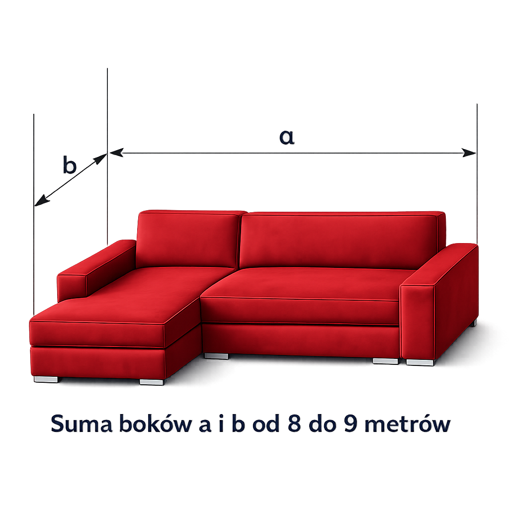 Pranie narożnika w kształcie "L" (sum.bok.   8 -9m)
